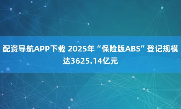 配资导航APP下载 2025年“保险版ABS”登记规模达3625.14亿元